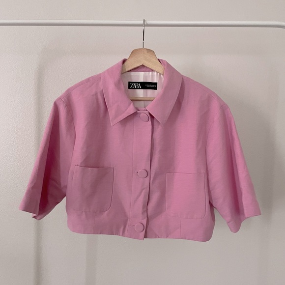 Jackets & Coats Zara Pink Cropped Blazer Barbie Poshmark